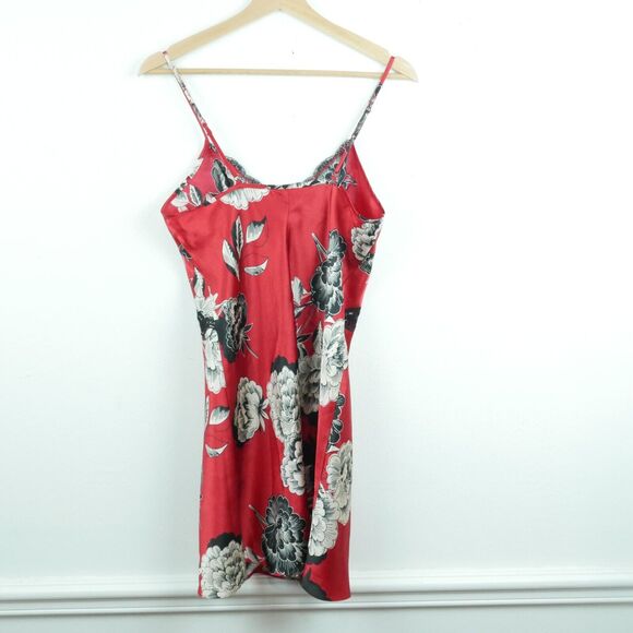 Apt 9 Small Slipdress Babydoll Red Floral Lace Satin Grunge Boho Coquette Vamp - Picture 5 of 5